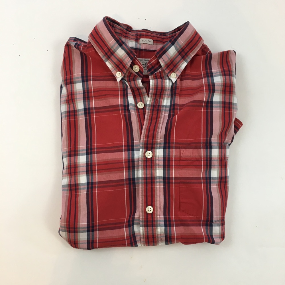 J. Crew Slim Fit Red Plaid Button Down Shirt